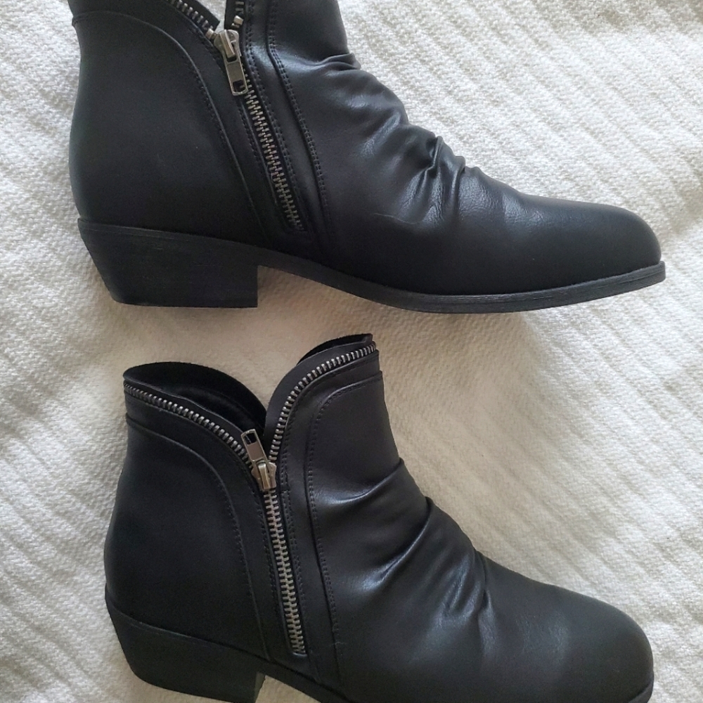 Black zipper ankle booties. Size 11